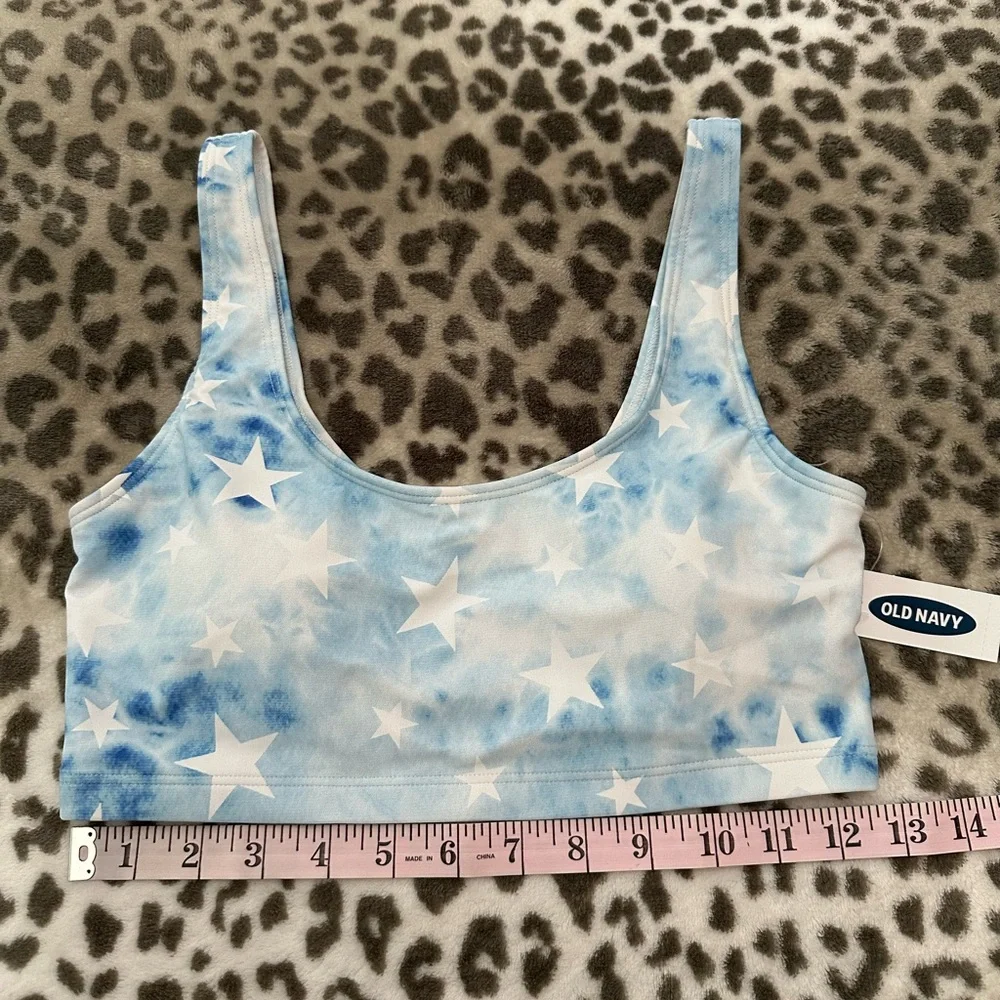 Old Navy Scoop-Neck Swim Bikini Top in Tie Dye Blue Star Print Size Small